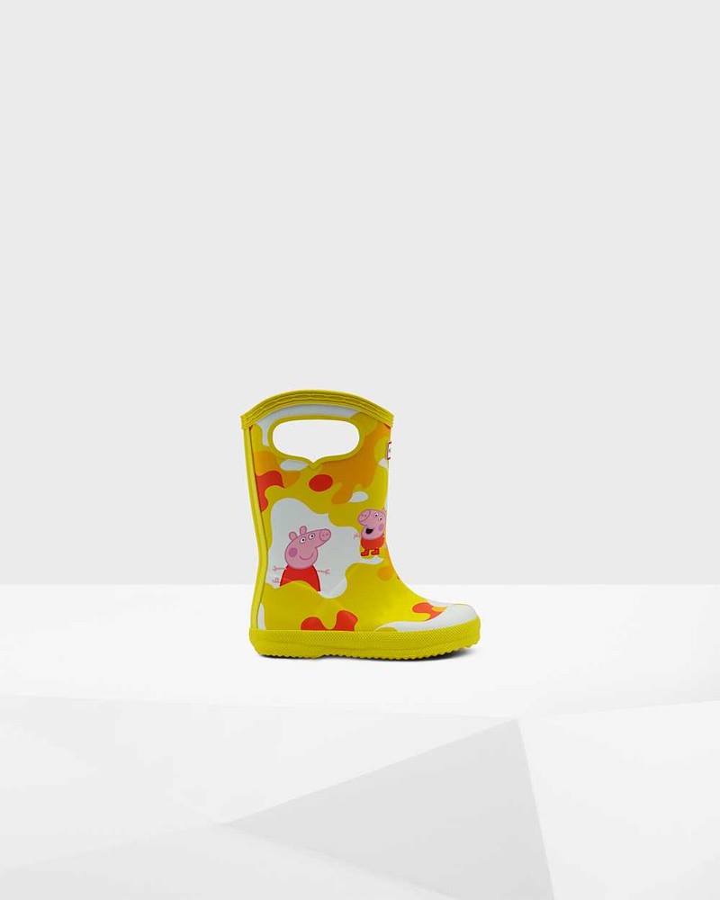 Botas Wellington Hunter Original First Peppa Pig Grab Handle Criança Amarelas | 878552744