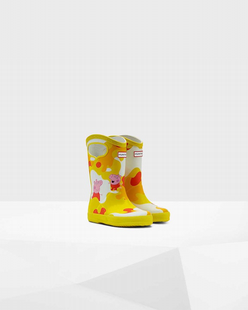 Botas Wellington Hunter Original First Peppa Pig Grab Handle Criança Amarelas | 878552744