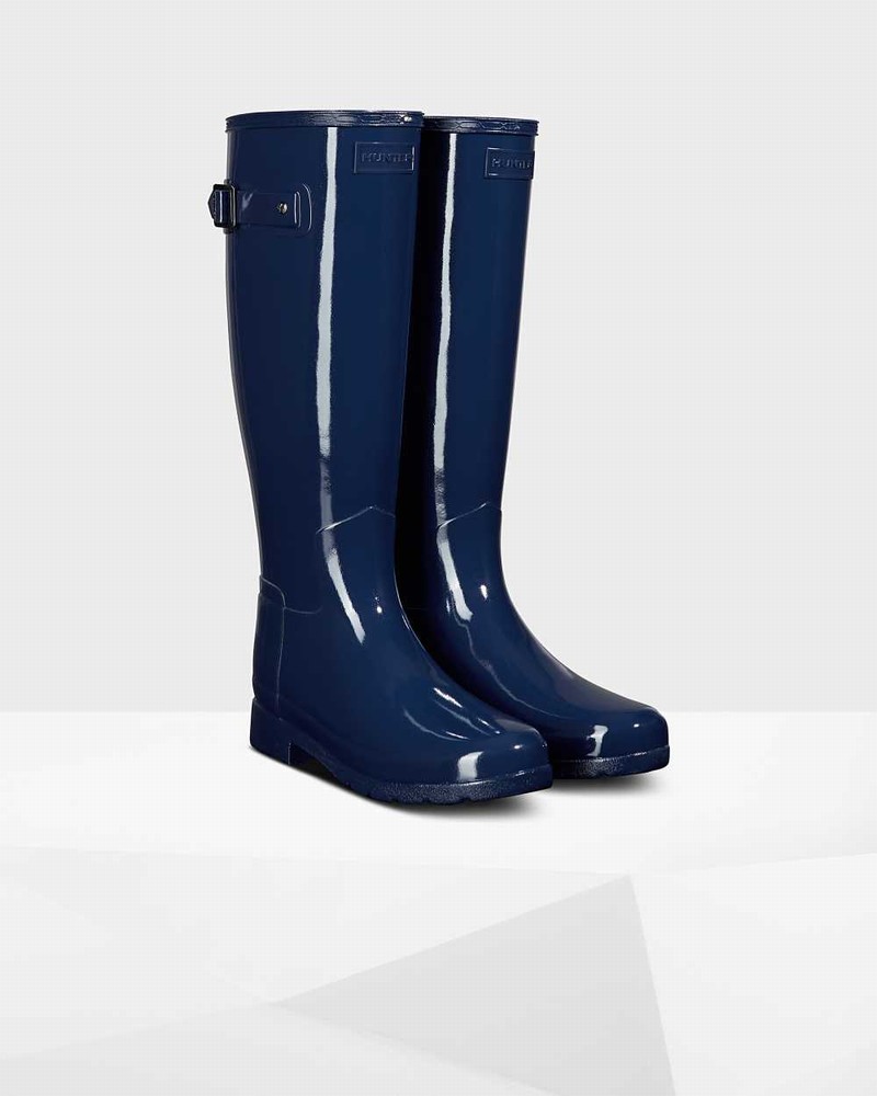 Botas Wellington Hunter Original Refined Tall Feminino Azuis | 967482703