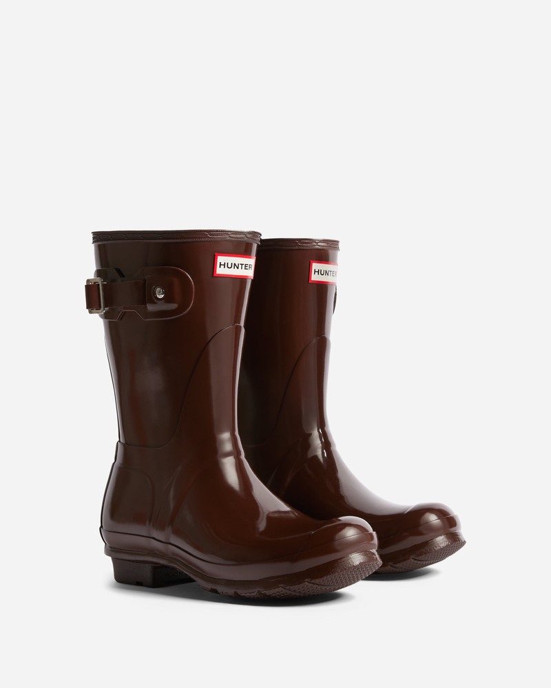 Botas Wellington Hunter Original Short Gloss Feminino Marrom | 957303593