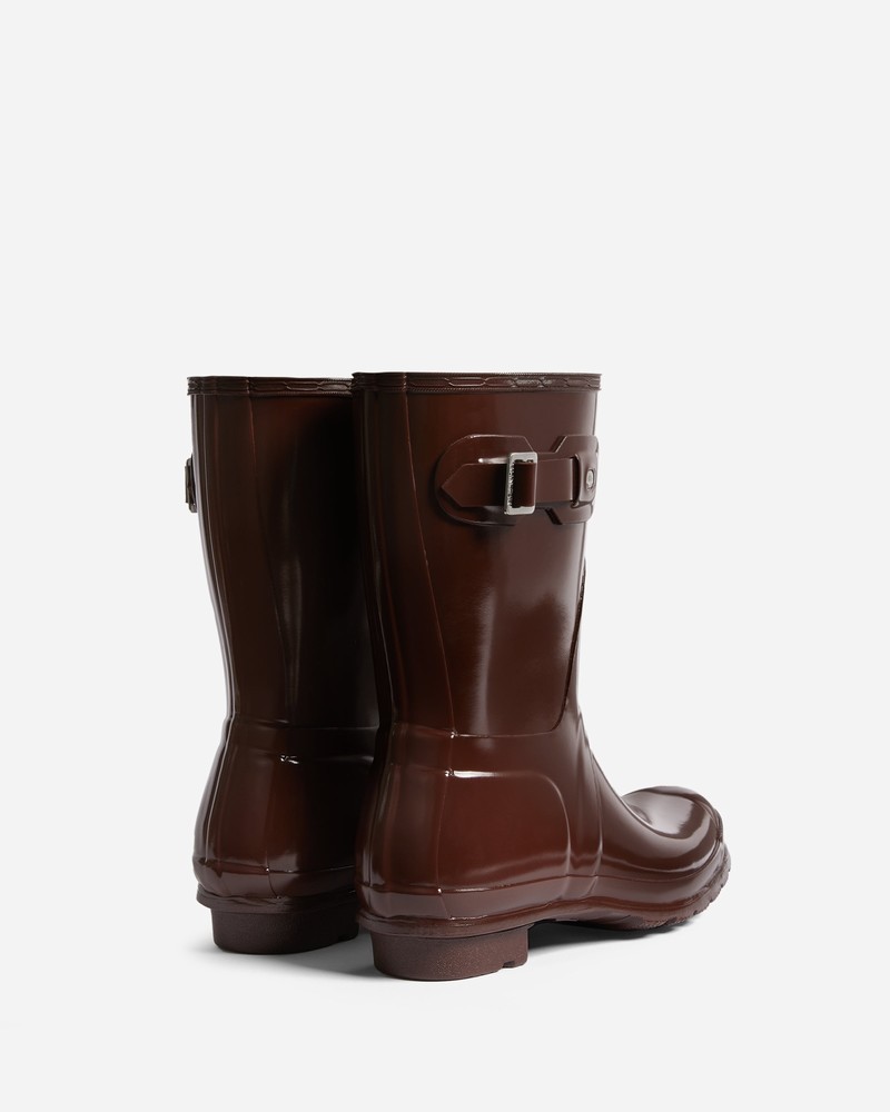 Botas Wellington Hunter Original Short Gloss Feminino Marrom | 957303593