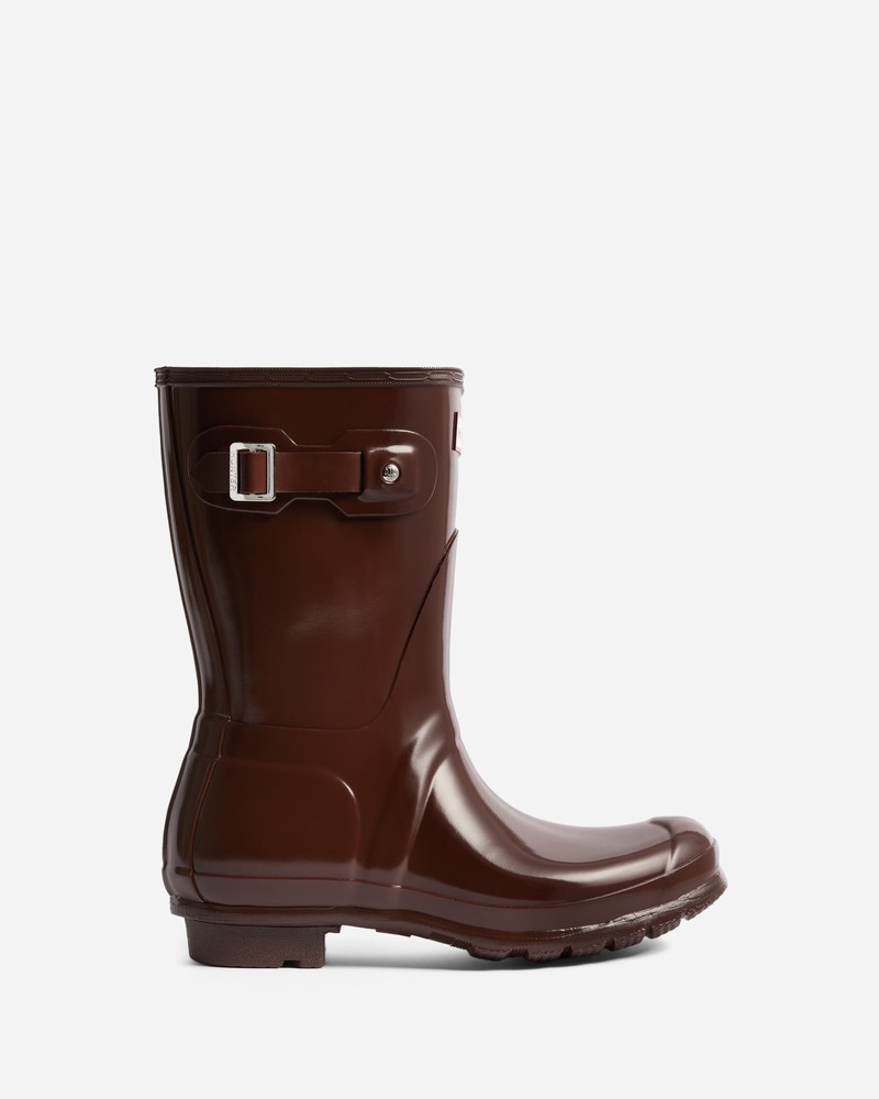 Botas Wellington Hunter Original Short Gloss Feminino Marrom | 957303593