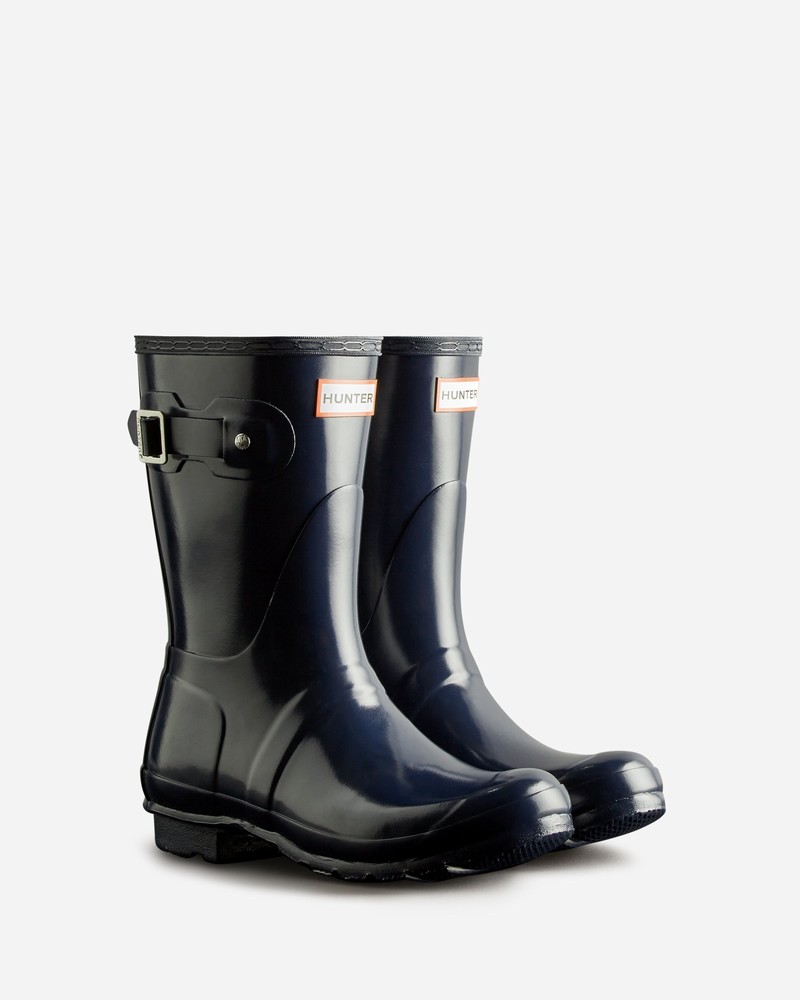 Botas Wellington Hunter Original Short Gloss Feminino Azul Marinho | 6254116