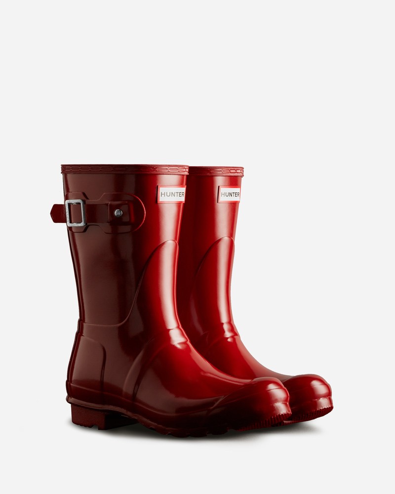 Botas Wellington Hunter Original Short Gloss Feminino Vermelhas | 121585637