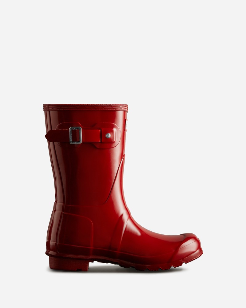 Botas Wellington Hunter Original Short Gloss Feminino Vermelhas | 121585637