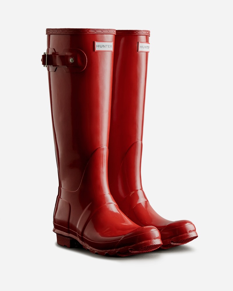 Botas Wellington Hunter Original Tall Gloss Feminino Vermelhas | 40163899