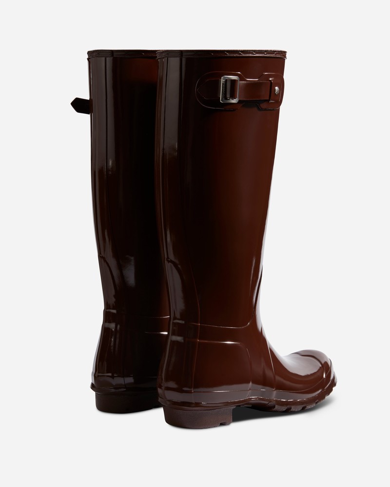 Botas Wellington Hunter Original Tall Gloss Feminino Marrom | 326498702