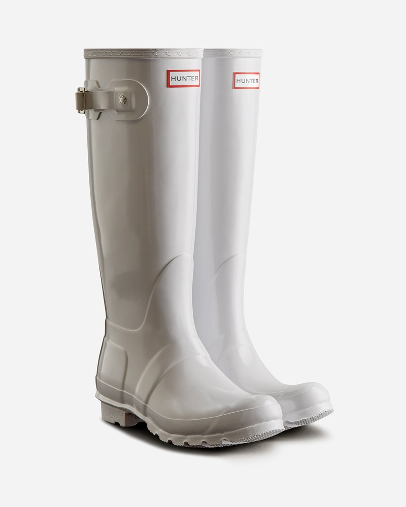 Botas Wellington Hunter Original Tall Gloss Feminino Branco | 499681268