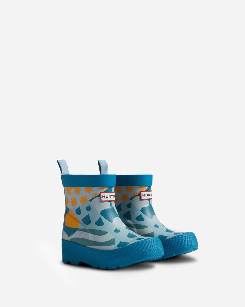 Botas Wellington Hunter Patchwork Weather Print Play Criança Turquesa | 937410459