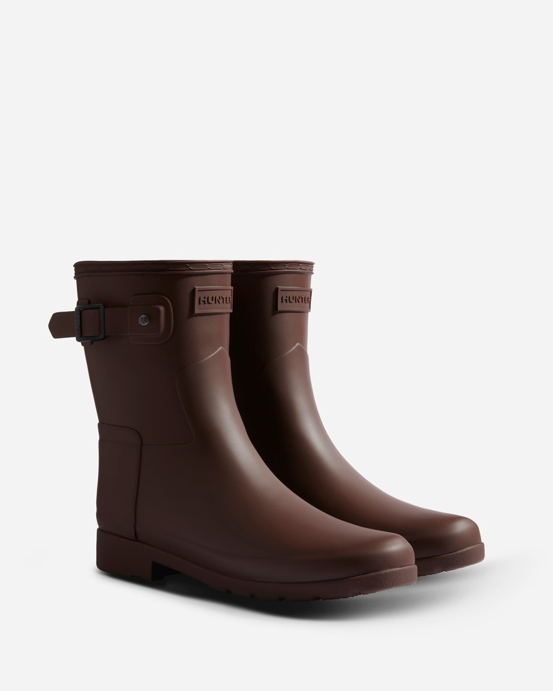 Botas Wellington Hunter Refined Slim Fit Short Feminino Marrom | 518776564