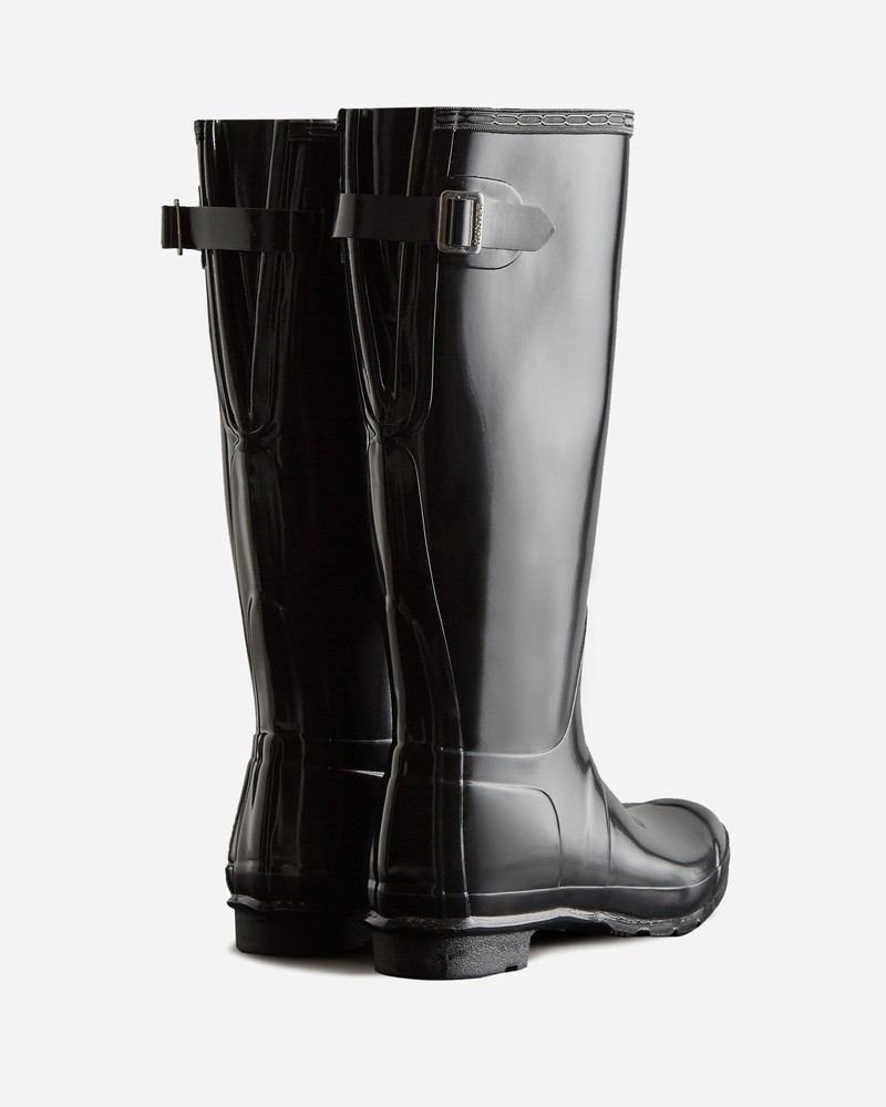Botas Wellington Hunter Tall Back Adjustable Gloss Feminino Pretas | 816535412