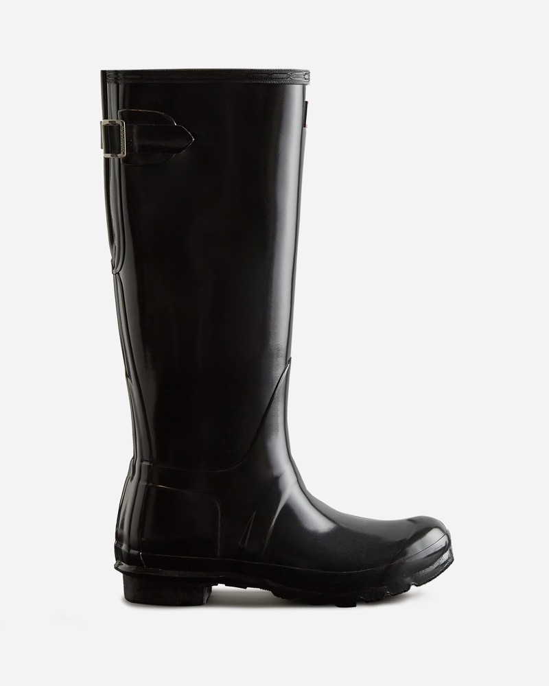 Botas Wellington Hunter Tall Back Adjustable Gloss Feminino Pretas | 816535412