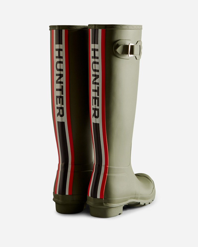 Botas Wellington Hunter Tri-Colour Logo Backstrap Tall Feminino Verdes | 844876703