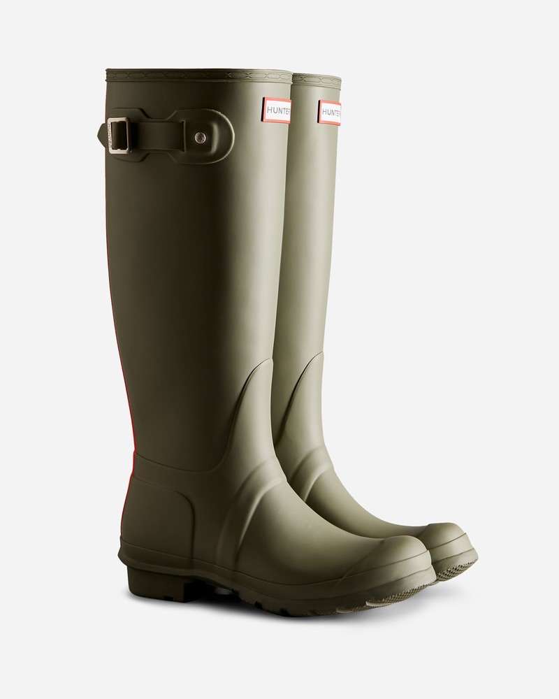 Botas Wellington Hunter Tri-Colour Logo Backstrap Tall Feminino Verdes | 844876703