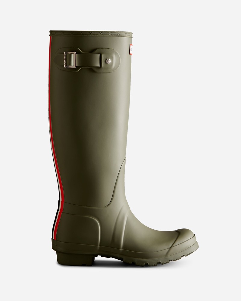 Botas Wellington Hunter Tri-Colour Logo Backstrap Tall Feminino Verdes | 844876703
