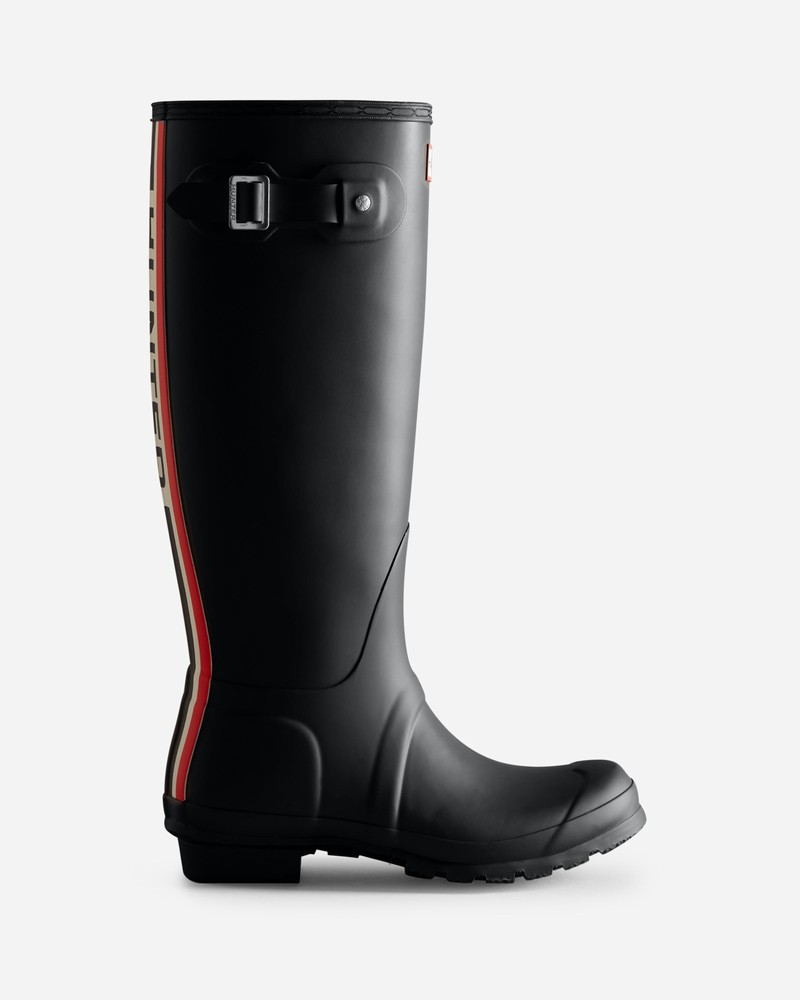 Botas Wellington Hunter Tri-Colour Logo Backstrap Tall Feminino Pretas | 676101842