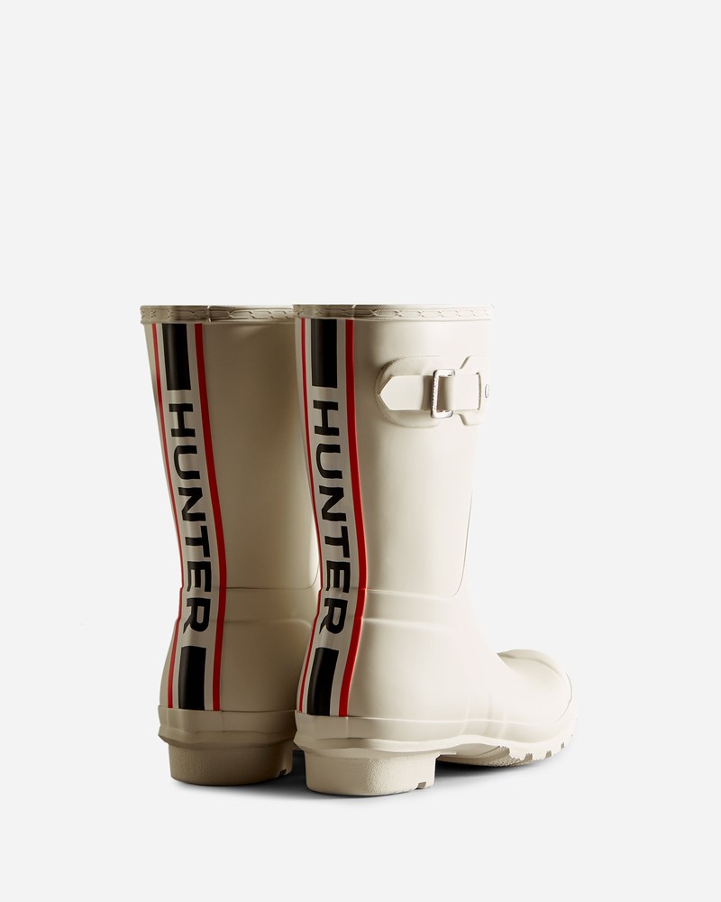 Botas Wellington Hunter Tri-Colour Logo Backstrap Short Feminino Branco | 89656549