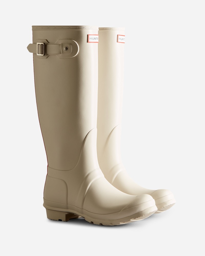 Botas Wellington Hunter Tri-Colour Logo Backstrap Tall Feminino Branco | 926591391