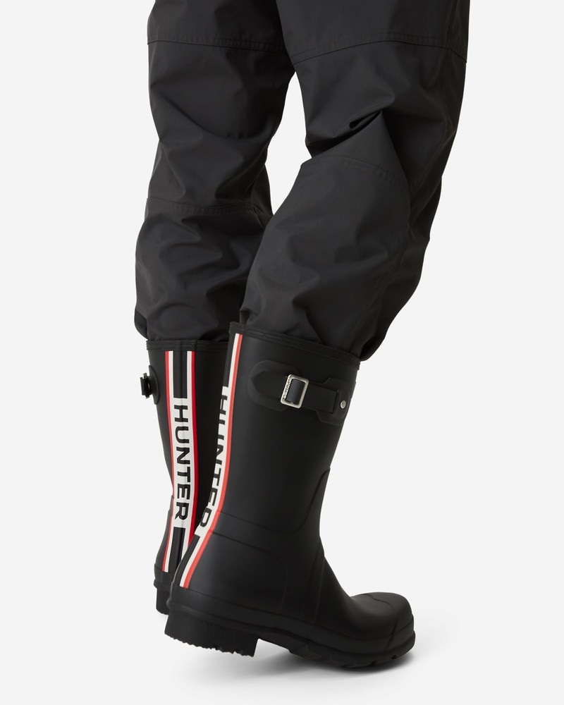 Botas Wellington Hunter Tri-Colour Logo Backstrap Short Masculino Pretas | 802763831