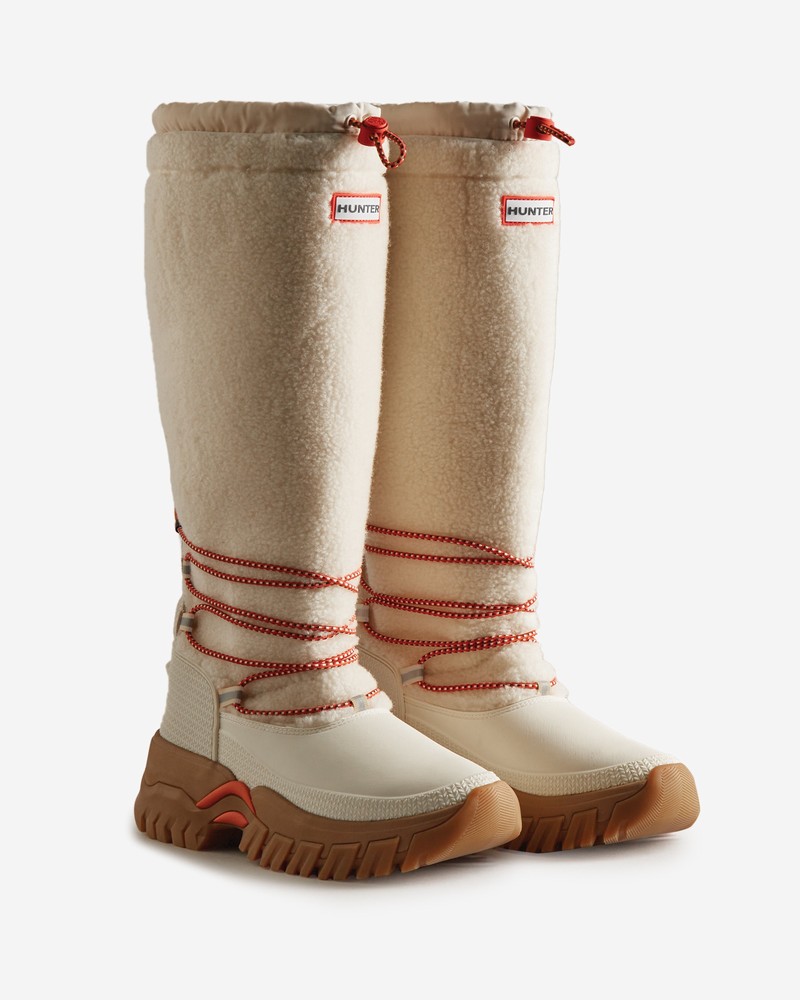 Botas de Neve Hunter Wanderer Tall Lace Detail Cosy Feminino Branco | 152737654