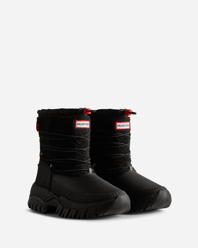 Botas de Neve Hunter Wanderer Vegan Shearling Insulated Short Feminino Pretas | 646030020