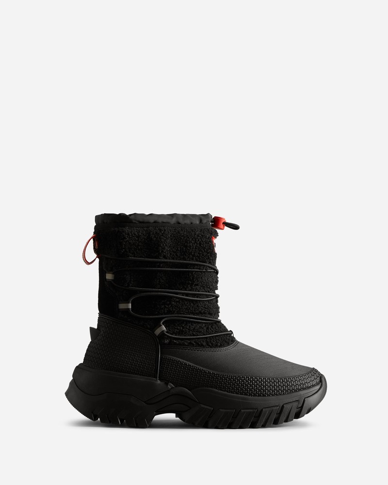 Botas de Neve Hunter Wanderer Vegan Shearling Insulated Short Feminino Pretas | 646030020