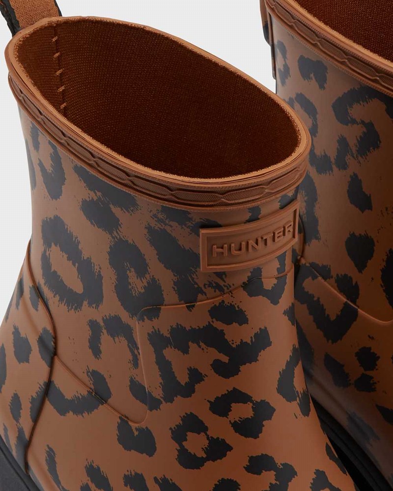 Botins Hunter Original Leopard Print Refined Low Heel Feminino Marrom | 873830459