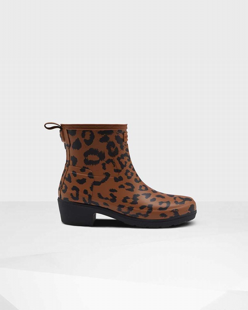 Botins Hunter Original Leopard Print Refined Low Heel Feminino Marrom | 873830459