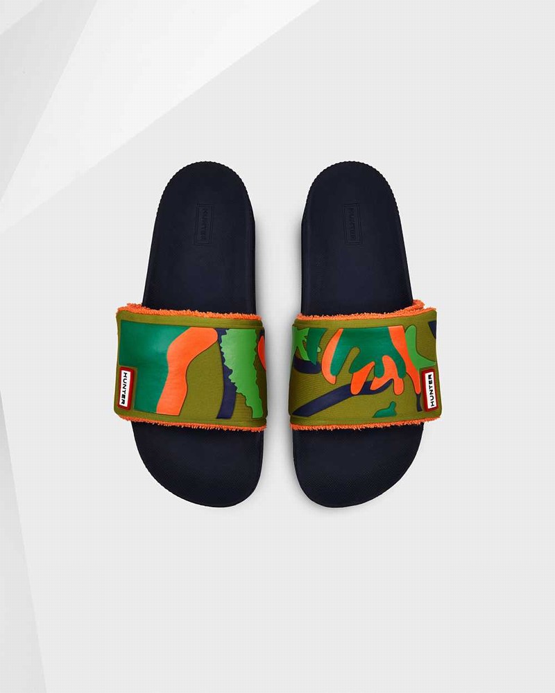 Chinelos Hunter Original Rockpool Camo Print Adjustable Masculino Verde Oliva | 684321035