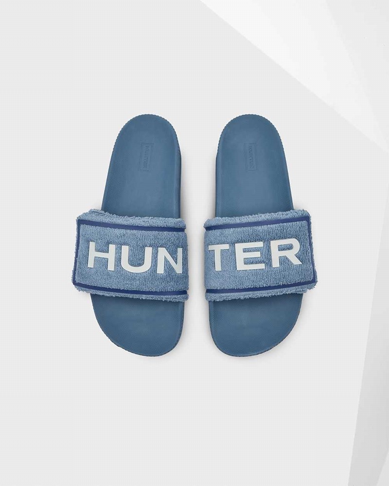 Chinelos Hunter Original Terry Towelling Logo Adjustable Masculino Azuis | 577773869