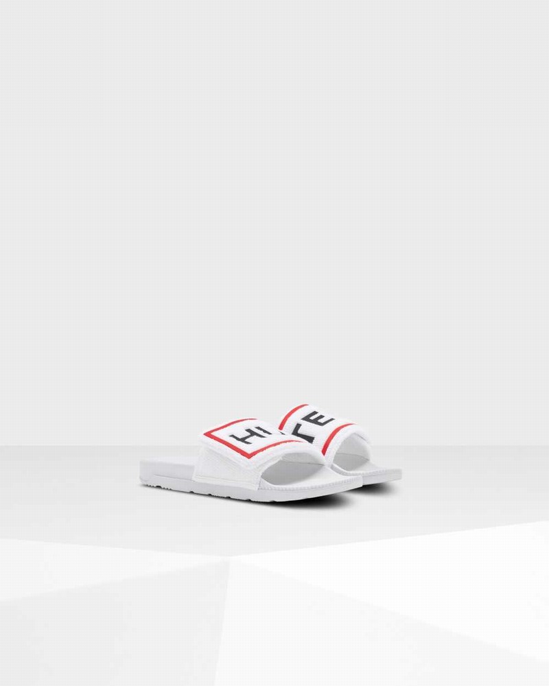 Chinelos Hunter Original Terry Towelling Logo Adjustable Feminino Branco | 49280793