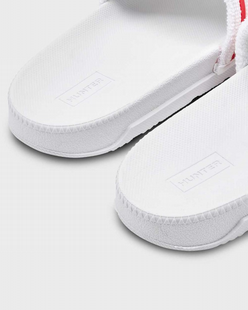 Chinelos Hunter Original Terry Towelling Logo Adjustable Feminino Branco | 49280793