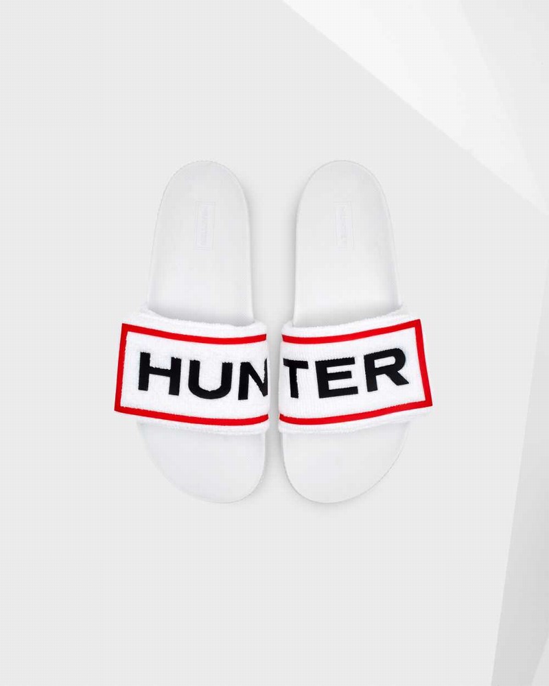Chinelos Hunter Original Terry Towelling Logo Adjustable Feminino Branco | 49280793