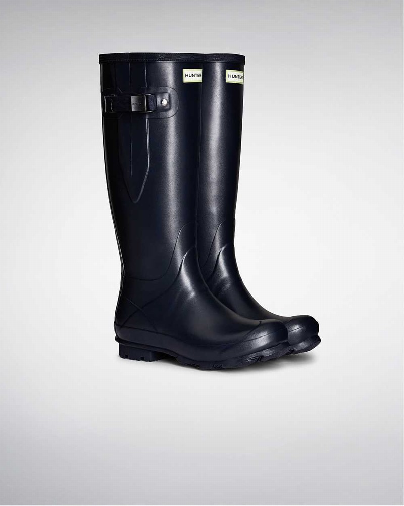 Galochas Hunter Norris Field Side Adjustable Feminino Azul Marinho | 559010955
