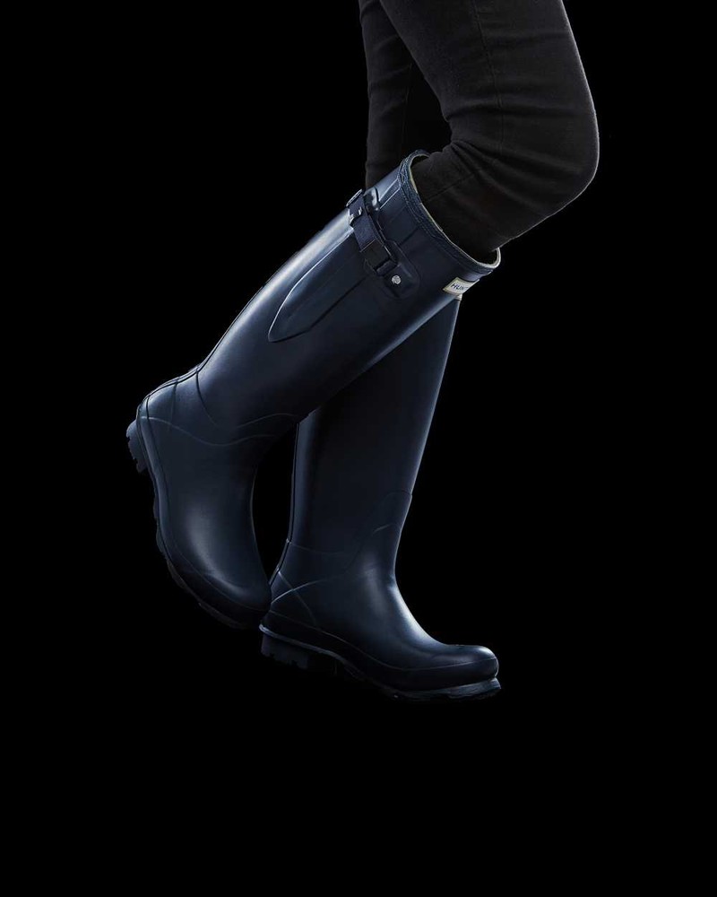 Galochas Hunter Norris Field Side Adjustable Feminino Azul Marinho | 559010955