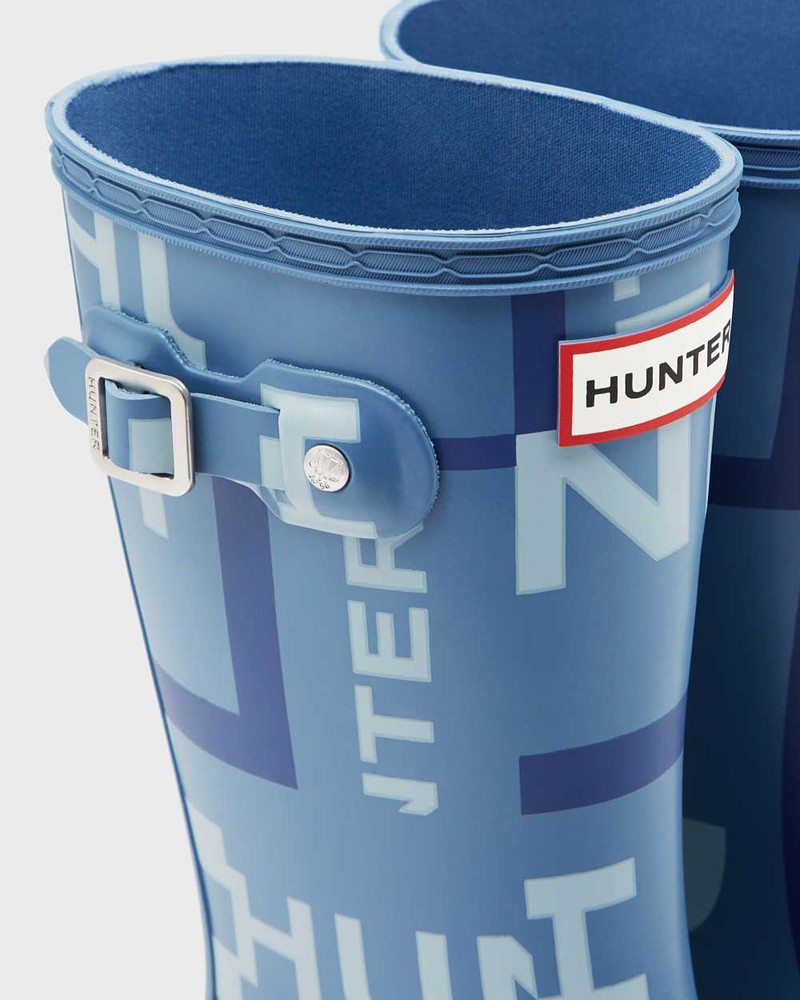 Galochas Hunter Original Big Exploded Logo Criança Azuis | 501767292