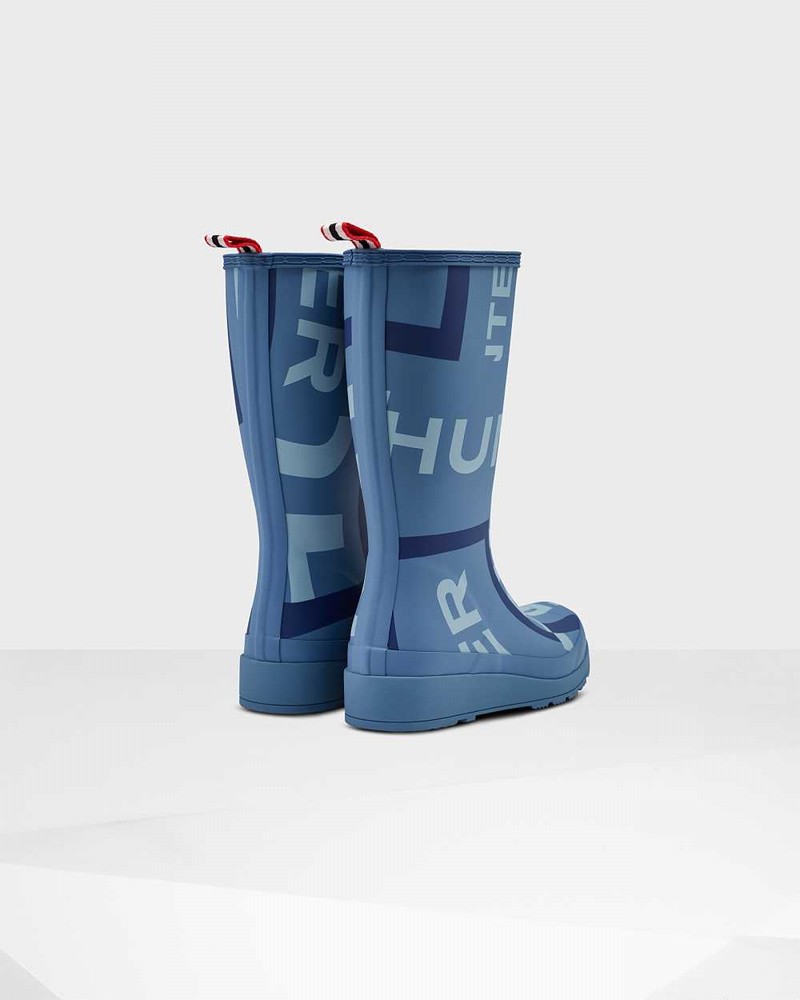 Galochas Hunter Original Play Tall Exploded Logo Mid-Calf Feminino Azuis | 346486221