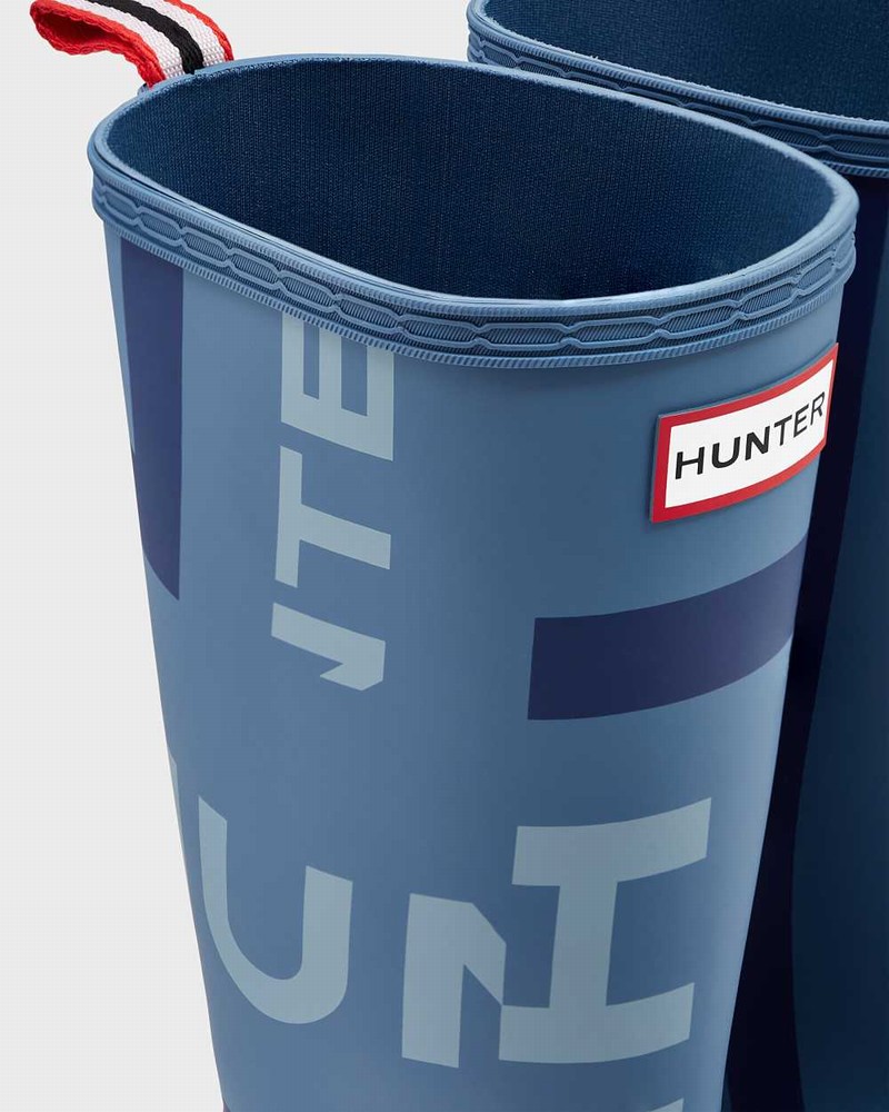 Galochas Hunter Original Play Tall Exploded Logo Mid-Calf Feminino Azuis | 346486221