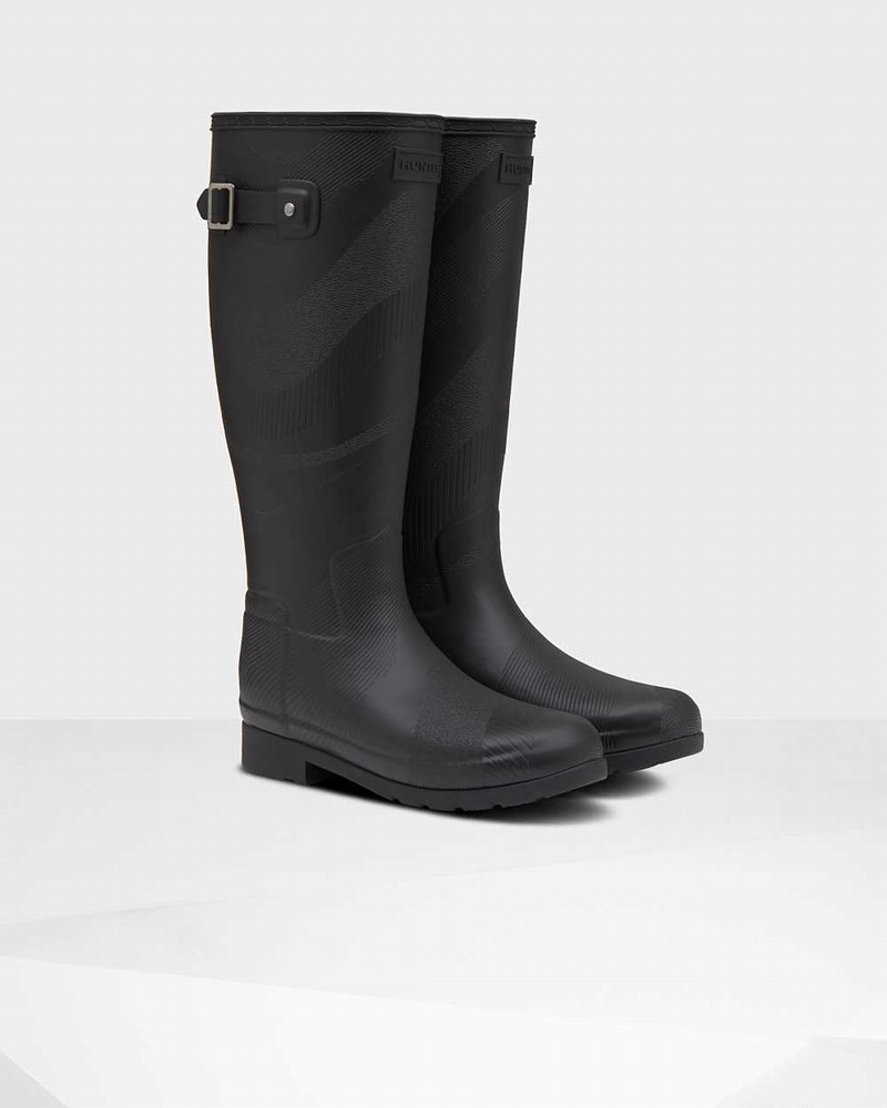 Galochas Hunter Original Refined Insulated Wave Texture Tall Feminino Pretas | 270656825