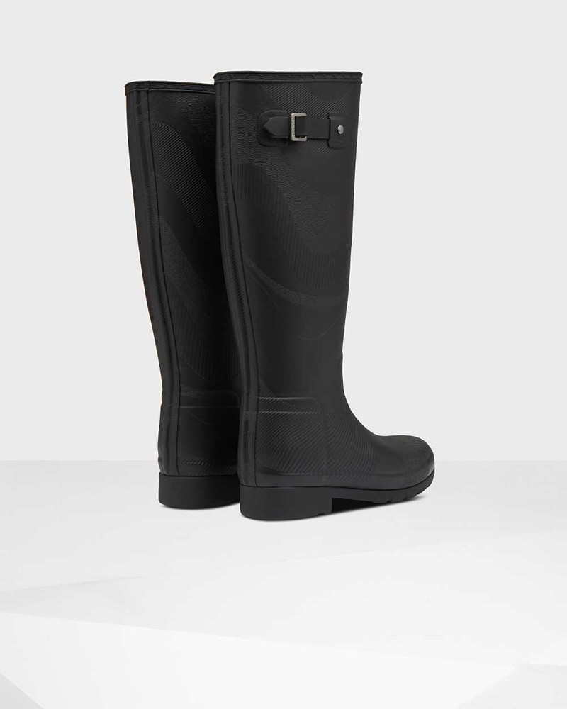 Galochas Hunter Original Refined Insulated Wave Texture Tall Feminino Pretas | 270656825