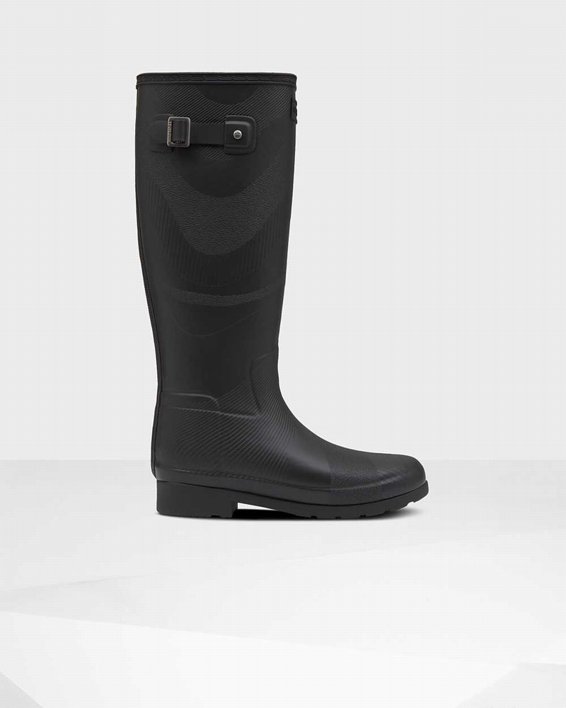 Galochas Hunter Original Refined Insulated Wave Texture Tall Feminino Pretas | 270656825