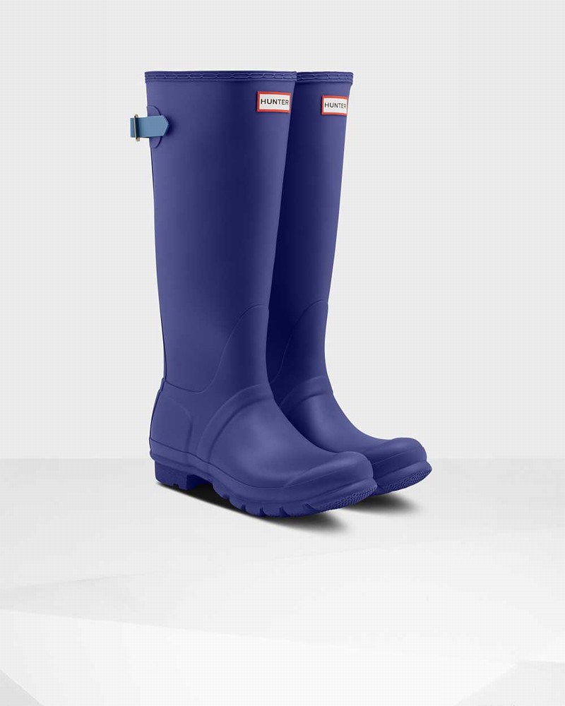 Galochas Hunter Original Tall Back Adjustable Feminino Azuis | 486732541
