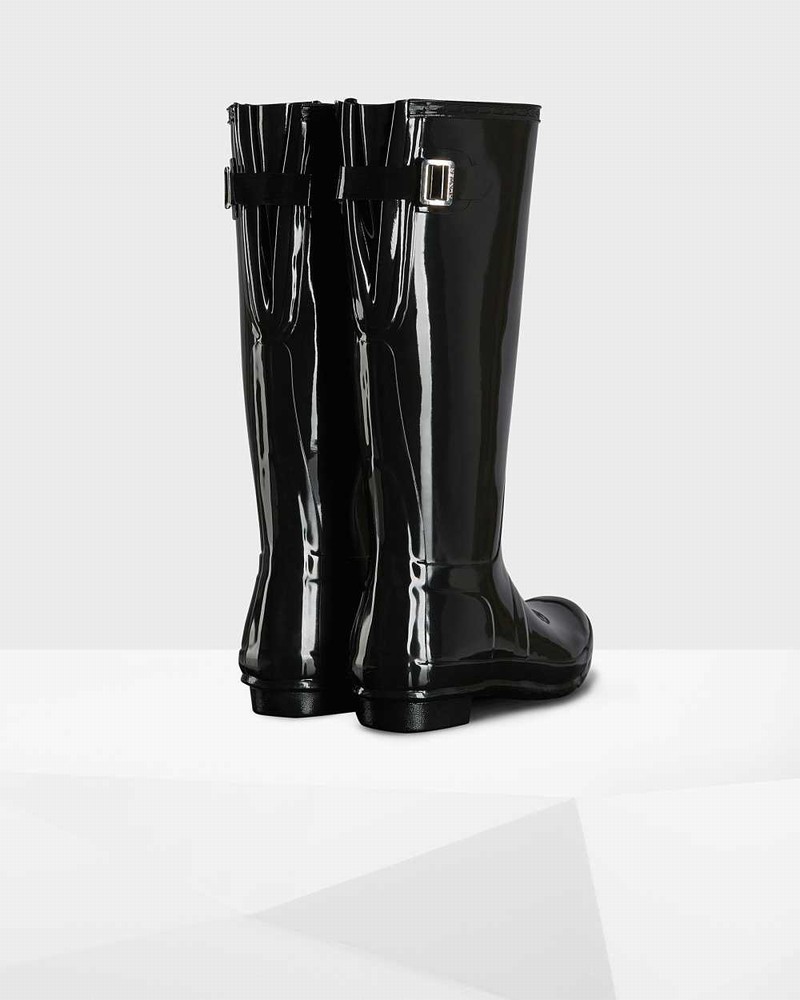 Galochas Hunter Original Tall Back Adjustable Feminino Pretas | 597669624