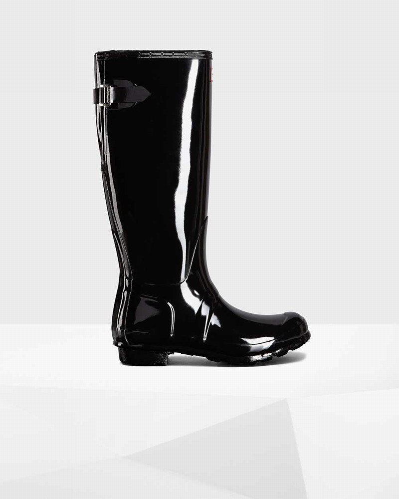 Galochas Hunter Original Tall Back Adjustable Feminino Pretas | 597669624