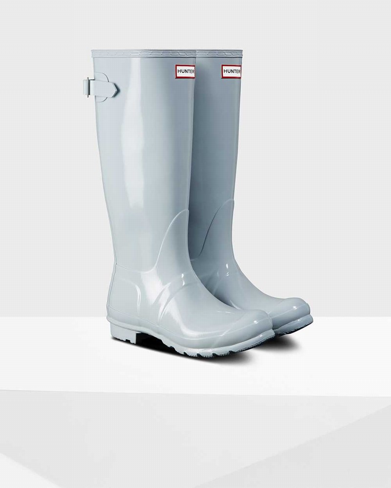 Galochas Hunter Original Tall Back Adjustable Feminino Cinzentas | 925635741