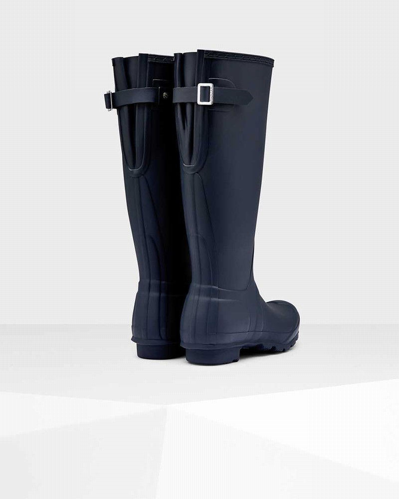 Galochas Hunter Original Tall Back Adjustable Feminino Azul Marinho | 342407184