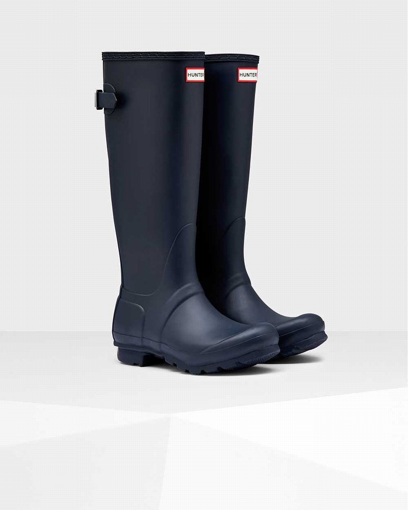 Galochas Hunter Original Tall Back Adjustable Feminino Azul Marinho | 342407184