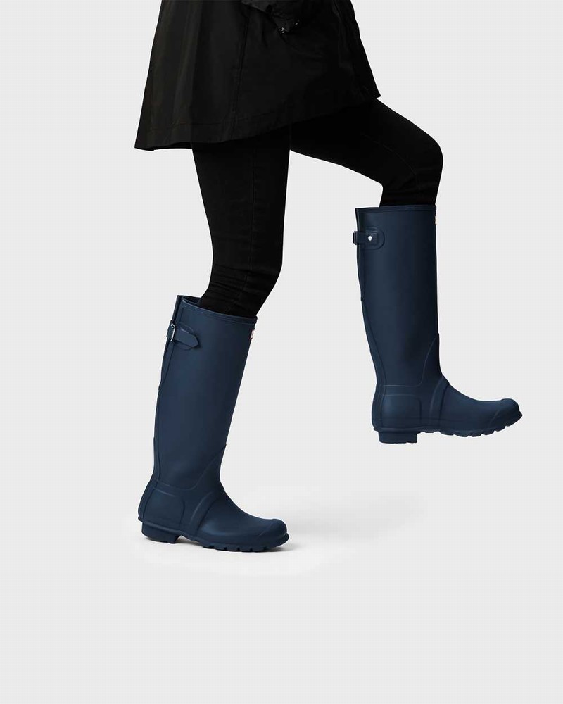 Galochas Hunter Original Tall Back Adjustable Feminino Azul Marinho | 342407184