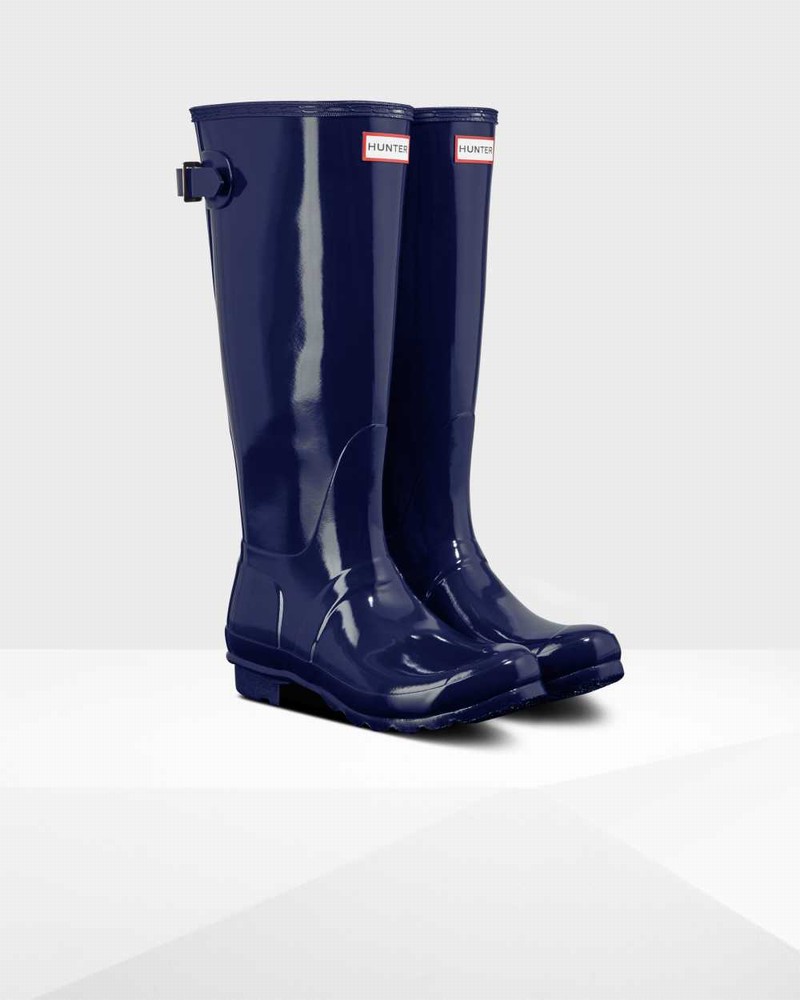Galochas Hunter Original Tall Back Adjustable Feminino Azuis | 422280061