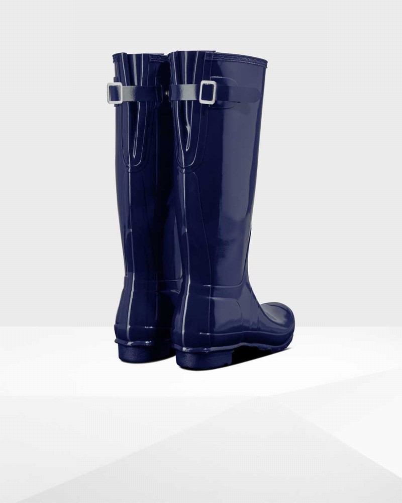 Galochas Hunter Original Tall Back Adjustable Feminino Azuis | 422280061
